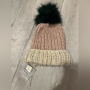 Francesca’s new with tags, knit beanie with dark green pom